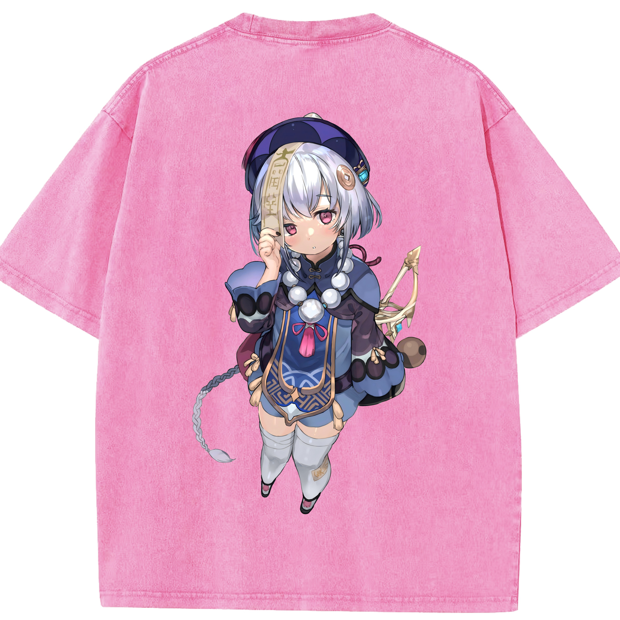 げんし神 七七 なな  genshin Nana 綿100% ヴィンテージ風 半袖Tシャツ（背面プリント）